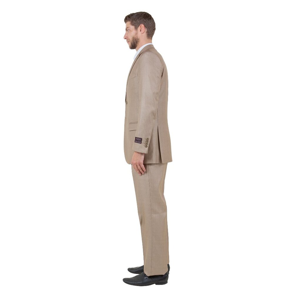 Modern Fit Sharkskin 3pc Men's Suit Set, Ground Stone - Picture 3 of 6